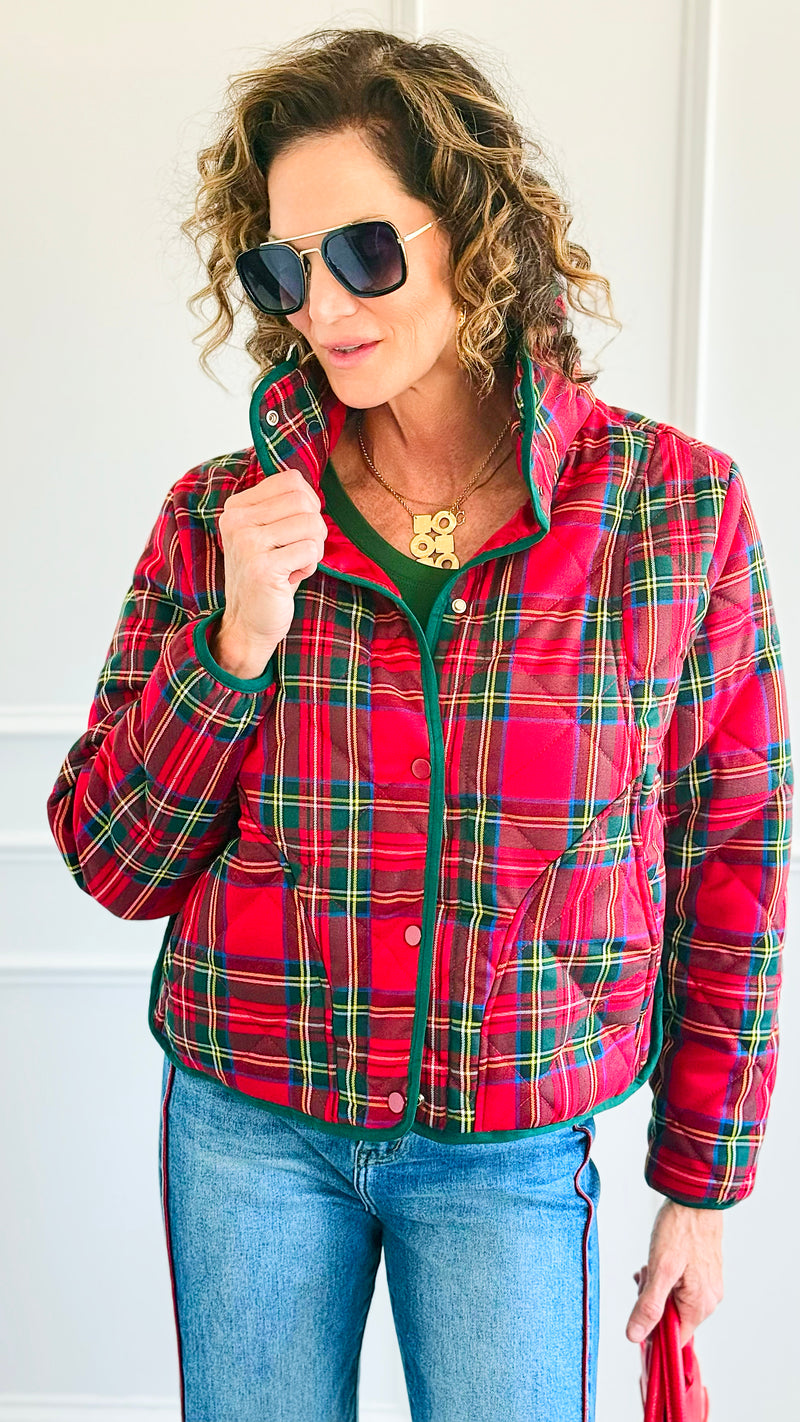 Holly Jolly Snap Front Jacket-160 Jackets-BIBI-Coastal Bloom Boutique, find the trendiest versions of the popular styles and looks Located in Indialantic, FL