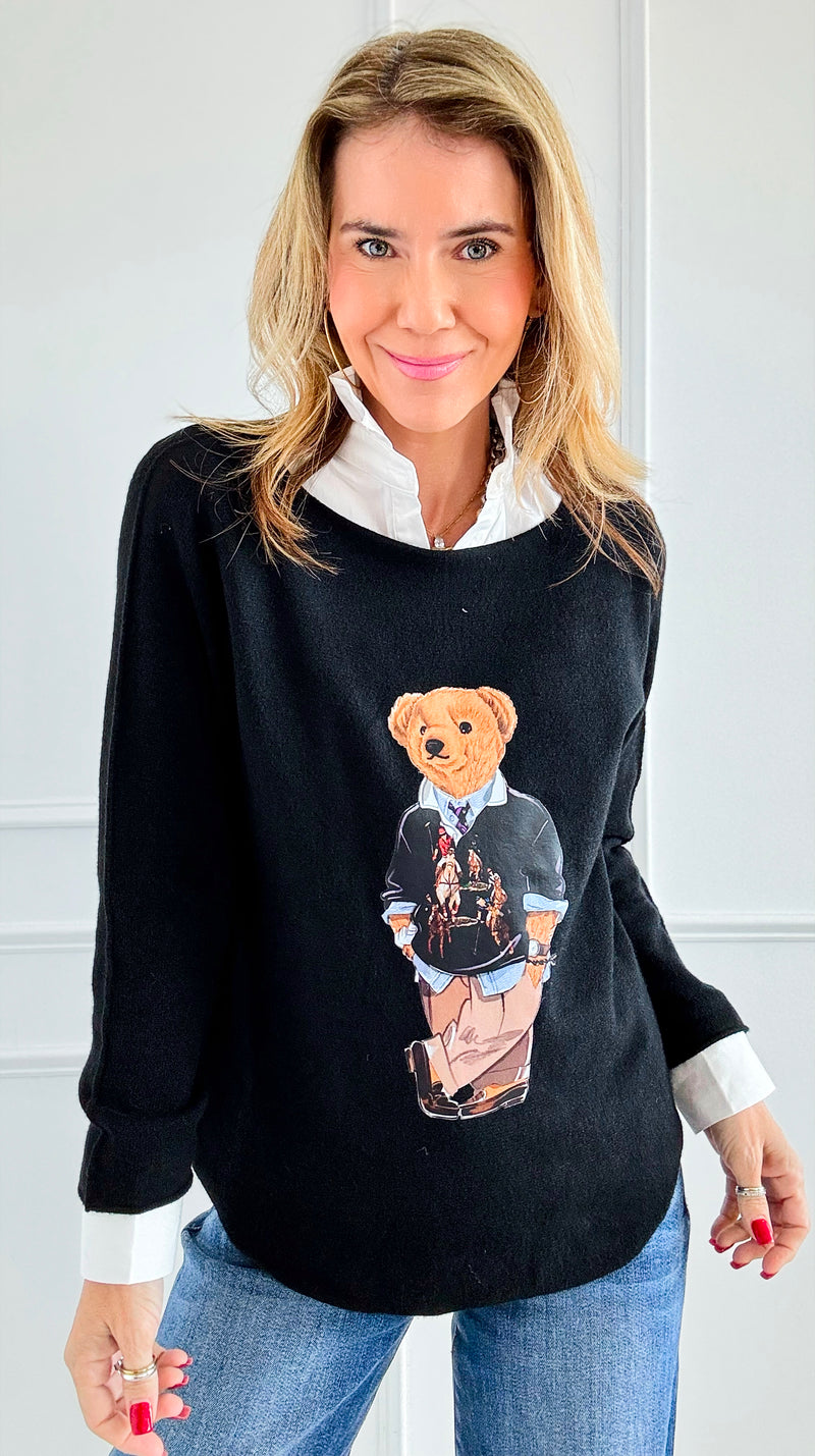 Jerry The Bear Italian Pullover- Black-140 Sweaters-Italianissimo-Coastal Bloom Boutique, find the trendiest versions of the popular styles and looks Located in Indialantic, FL