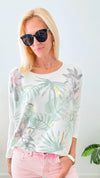 Metallic Palm Italian Pullover-140 Sweaters-Italianissimo-Coastal Bloom Boutique, find the trendiest versions of the popular styles and looks Located in Indialantic, FL