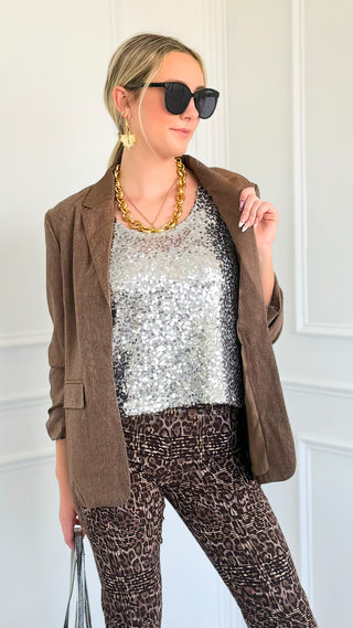 Ruched Sleeve Open Front Blazer