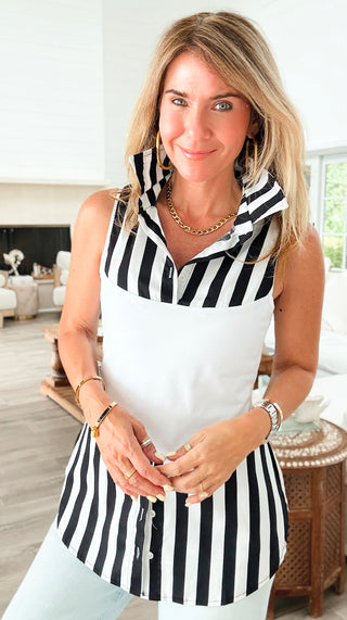 Blair Sleeveless Italian Top- Stripe