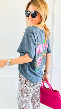Martini All Night V-Neck Italian Graphic Tee-110 Short Sleeve Tops-FIRSTAGE-Coastal Bloom Boutique, find the trendiest versions of the popular styles and looks Located in Indialantic, FL