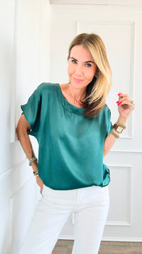 Sleek Short Sleeve Blouse-110 Short Sleeve Tops-YELETE-Coastal Bloom Boutique, find the trendiest versions of the popular styles and looks Located in Indialantic, FL