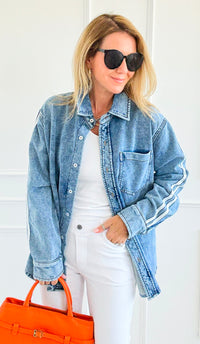 Track the Trends Denim Top-130 Long Sleeve Tops-White Birch-Coastal Bloom Boutique, find the trendiest versions of the popular styles and looks Located in Indialantic, FL
