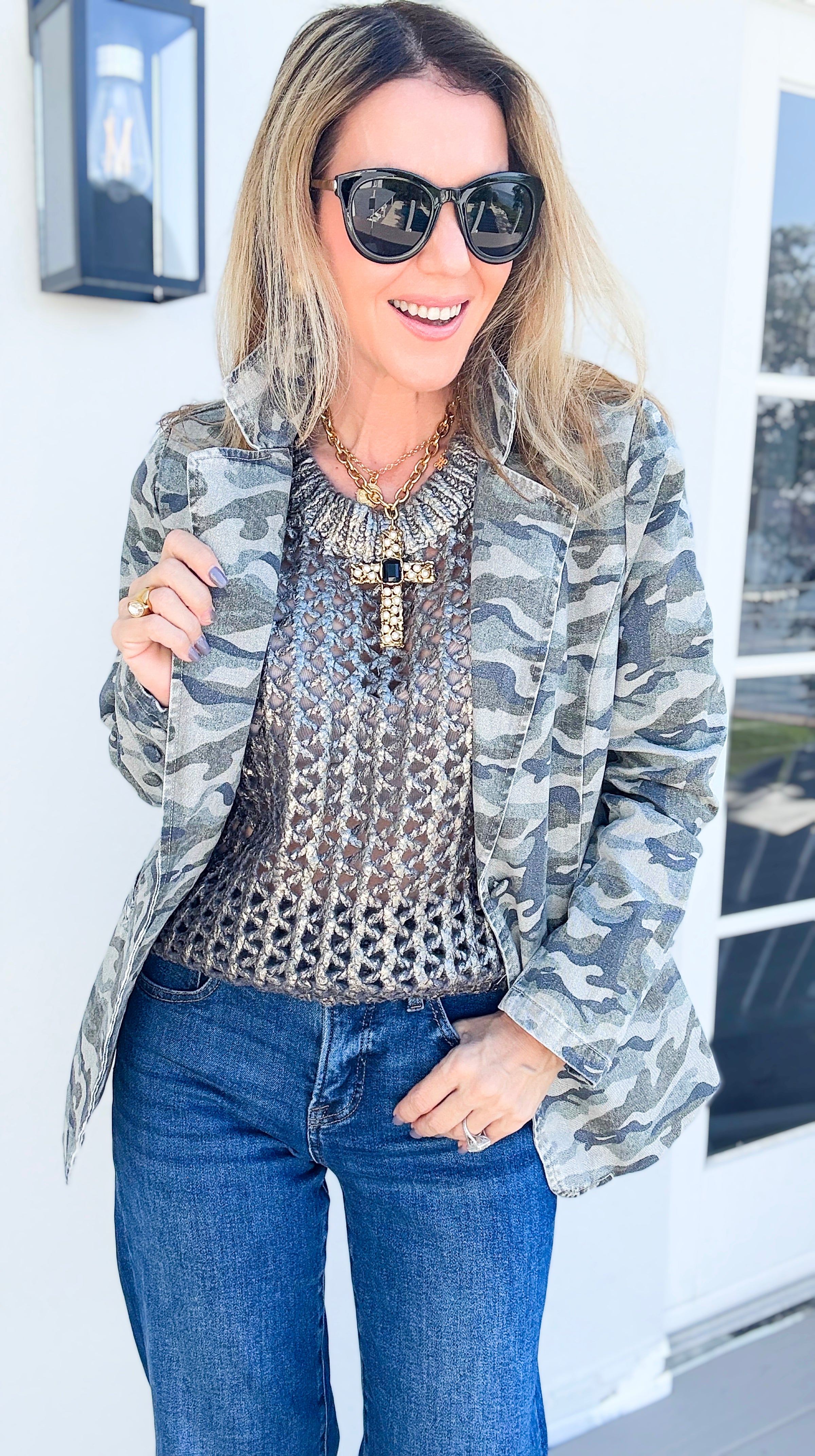 Camo Cameo Printed Blazer-160 Jackets-NoaBoa-Coastal Bloom Boutique, find the trendiest versions of the popular styles and looks Located in Indialantic, FL