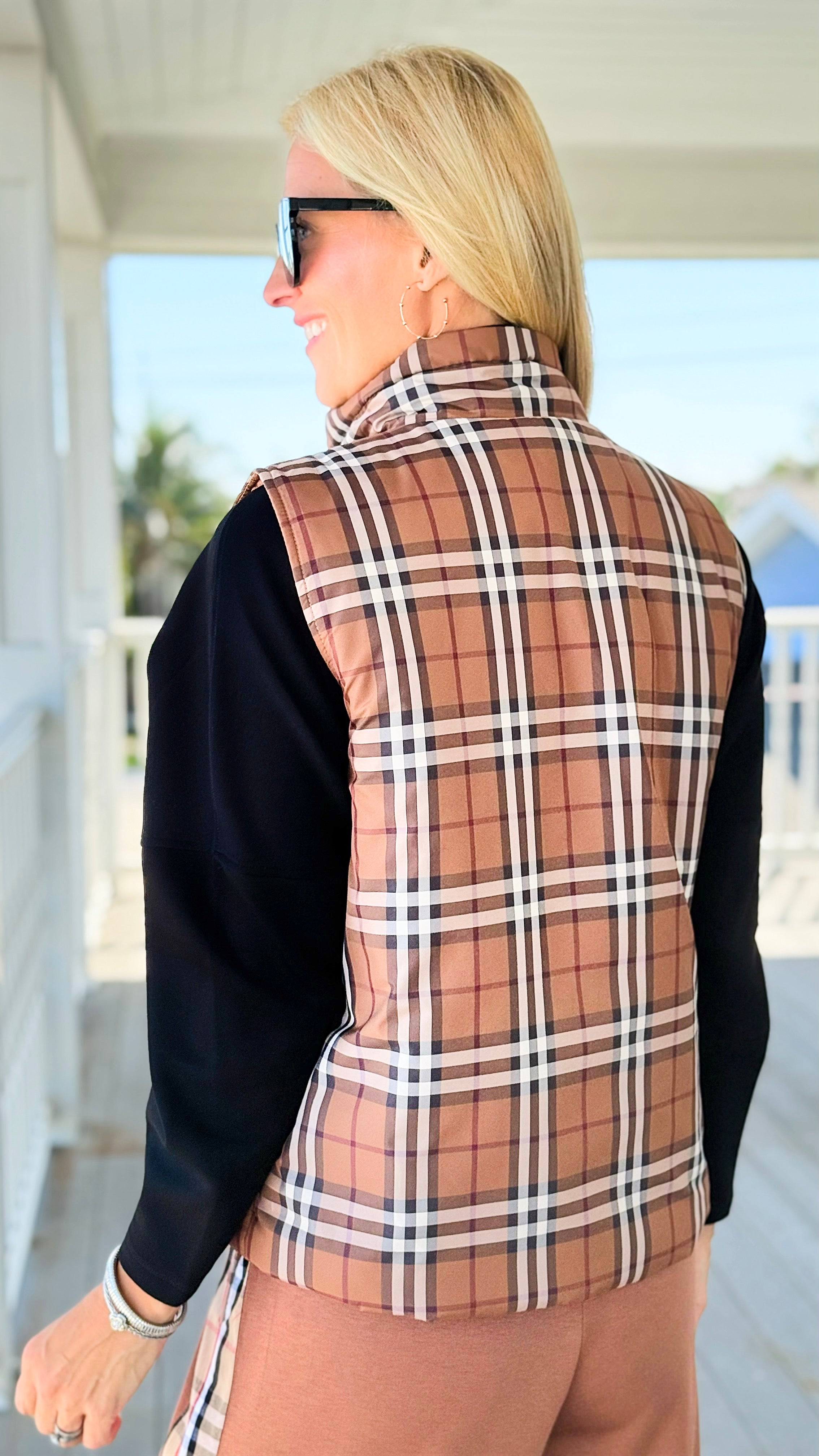 Talk of the Town Plaid Vest-160 Jackets-JODIFL-Coastal Bloom Boutique, find the trendiest versions of the popular styles and looks Located in Indialantic, FL