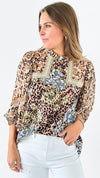 Savannah Blossoms Chiffon Blouse-130 Long sleeve top-Jodifl-Coastal Bloom Boutique, find the trendiest versions of the popular styles and looks Located in Indialantic, FL