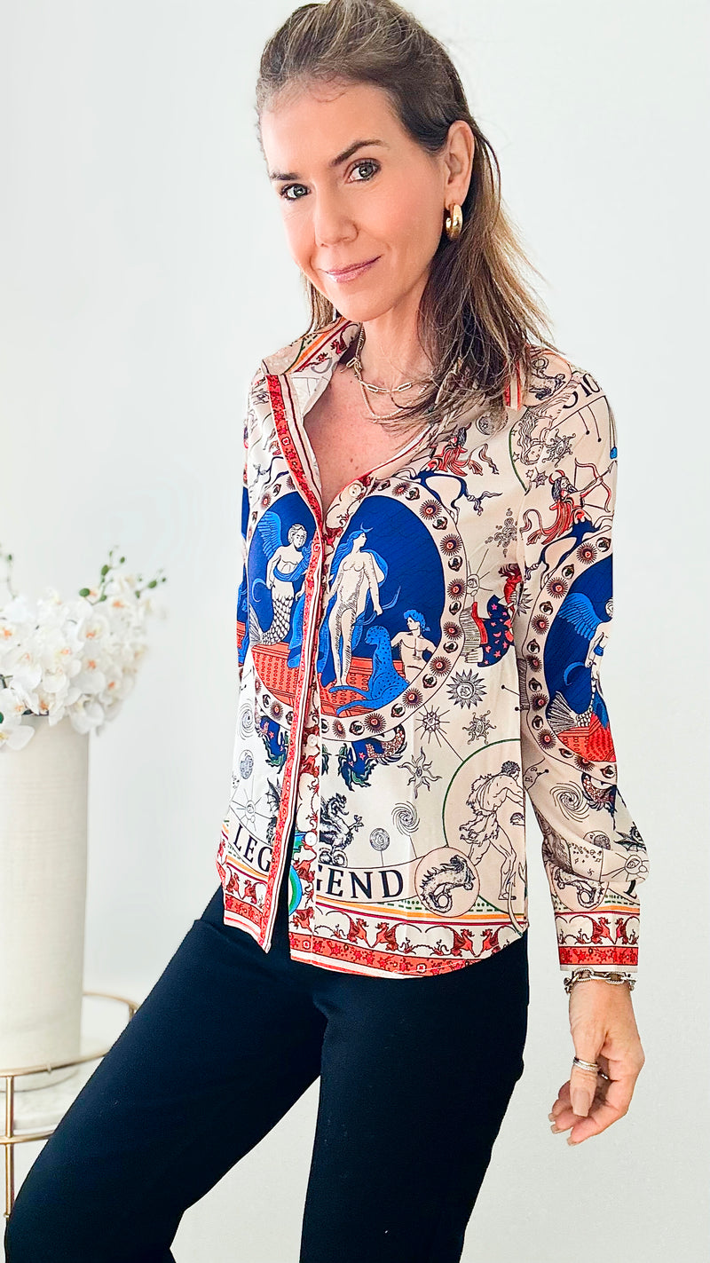 Magical Long Sleeve Silk Blouse-130 Long Sleeve Tops-CBALY-Coastal Bloom Boutique, find the trendiest versions of the popular styles and looks Located in Indialantic, FL