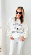 Aspen Ski Club Fleece Sweatshirt-130 Long Sleeve Tops-LE LIS-Coastal Bloom Boutique, find the trendiest versions of the popular styles and looks Located in Indialantic, FL