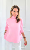 Break Free Italian Sweater Top - Powder Pink-140 Sweaters-Italianissimo-Coastal Bloom Boutique, find the trendiest versions of the popular styles and looks Located in Indialantic, FL