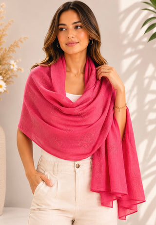 Floral Embellished Wrap - Coral