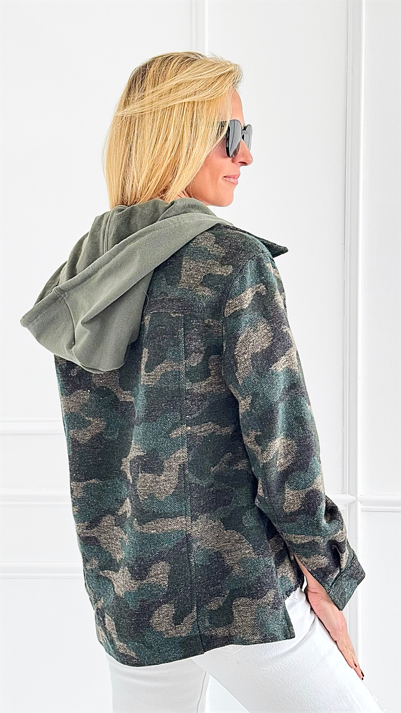 Camo Button-Up Hooded Jacket-160 Jackets-mystree-Coastal Bloom Boutique, find the trendiest versions of the popular styles and looks Located in Indialantic, FL