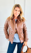 Moto Faux Leather Collar Jacket- Cognac-160 Jackets-IRIS-Coastal Bloom Boutique, find the trendiest versions of the popular styles and looks Located in Indialantic, FL