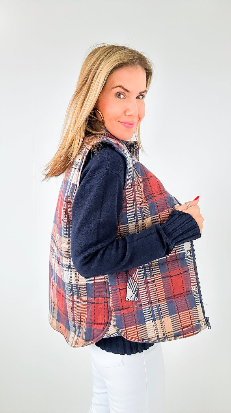 Highland Plaid Puffer Vest-160 Jackets-Staccato-Coastal Bloom Boutique, find the trendiest versions of the popular styles and looks Located in Indialantic, FL