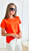 Easy Breezy Italian tee - Orange-110 Short Sleeve Tops-Italianissimo-Coastal Bloom Boutique, find the trendiest versions of the popular styles and looks Located in Indialantic, FL