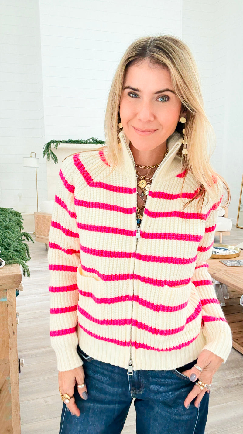 Harborline Luxe Zip Sweater-140 Sweaters-Rousseau-Coastal Bloom Boutique, find the trendiest versions of the popular styles and looks Located in Indialantic, FL