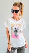 Pretty Pink In Puppy Italian Graphic Tee-110 Short Sleeve Tops-FIRSTAGE-Coastal Bloom Boutique, find the trendiest versions of the popular styles and looks Located in Indialantic, FL