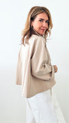 Italian Kaleidoscope Scuba Jacket - Taupe-160 Jackets-Italianissimo-Coastal Bloom Boutique, find the trendiest versions of the popular styles and looks Located in Indialantic, FL