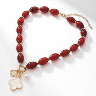 Floral MOP Charm Necklace