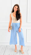 Italian Side Slit Linen Pants - Denim-170 Bottoms-Tempo-Coastal Bloom Boutique, find the trendiest versions of the popular styles and looks Located in Indialantic, FL