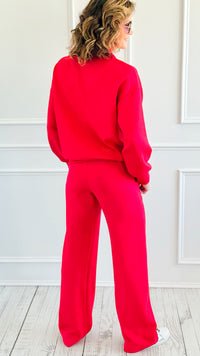 Scuba Luxe Zip Top & Pant Set-True Red-210 Loungewear/Sets-RAE MODE-Coastal Bloom Boutique, find the trendiest versions of the popular styles and looks Located in Indialantic, FL
