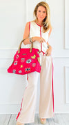 Patch Perfect Italian Tote Bag- Red-240 Bags-DEDA SRL-Coastal Bloom Boutique, find the trendiest versions of the popular styles and looks Located in Indialantic, FL
