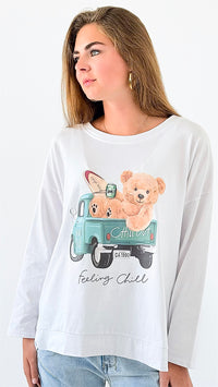 Beach Club Bear Italian Graphic Tee-110 Long Sleeve Tops-Italianissimo-Coastal Bloom Boutique, find the trendiest versions of the popular styles and looks Located in Indialantic, FL