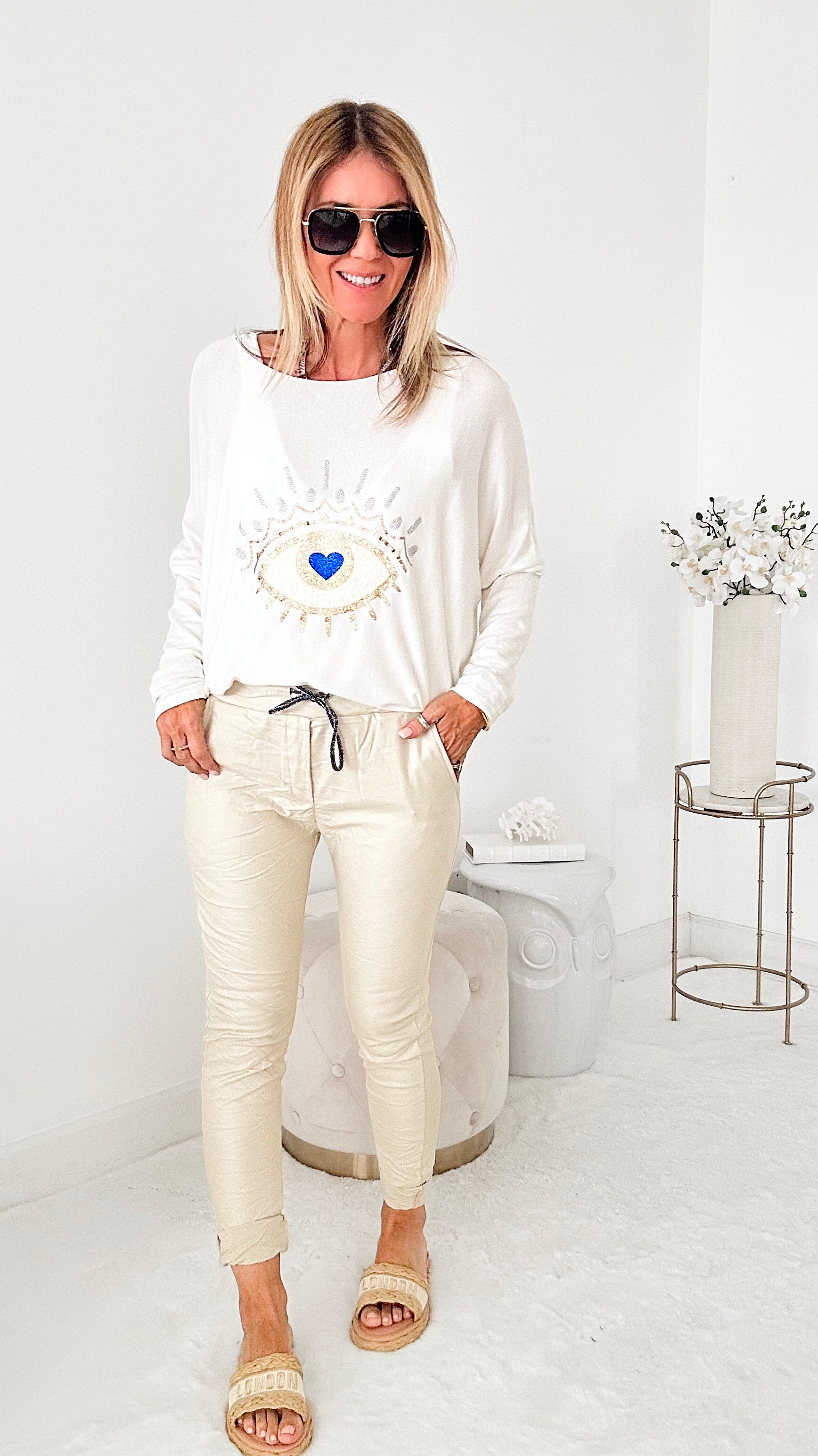 Wild at Heart Faux Leather Crinkle Jogger - Beige-180 Joggers-Venti6-Coastal Bloom Boutique, find the trendiest versions of the popular styles and looks Located in Indialantic, FL