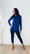 Anniston Cotton Crew Neck Long Sleeve- Light Navy-130 Long Sleeve Tops-Zenana-Coastal Bloom Boutique, find the trendiest versions of the popular styles and looks Located in Indialantic, FL