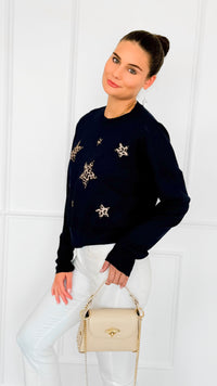 Star Wild Long Sleeve Top- Navy-110 Long Sleeve Tops-V SKY-Coastal Bloom Boutique, find the trendiest versions of the popular styles and looks Located in Indialantic, FL