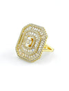 Sterling Silver Mega Medallion Baguette Ring - Gold-230 Jewelry-NYC-Coastal Bloom Boutique, find the trendiest versions of the popular styles and looks Located in Indialantic, FL