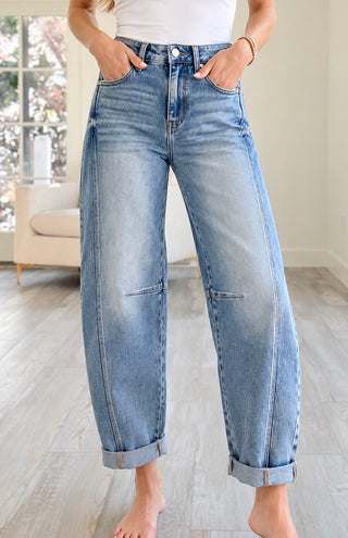 Barrel Leg Denim Pants
