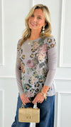 Wild Beauty Long Sleeved Mesh Top - Grey-110 Long Sleeve Tops-Origami Fashion Inc-Coastal Bloom Boutique, find the trendiest versions of the popular styles and looks Located in Indialantic, FL