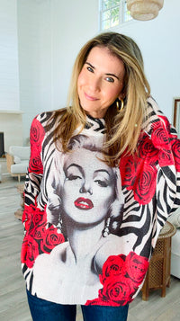 Iconic Glam Rose Turtleneck Italian Knit Sweater-140 Sweaters-SORPRESA-Coastal Bloom Boutique, find the trendiest versions of the popular styles and looks Located in Indialantic, FL