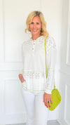 Lace Contrast Pullover-110 Long Sleeve Tops-Fantastic Fawn-Coastal Bloom Boutique, find the trendiest versions of the popular styles and looks Located in Indialantic, FL