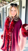 Glass of Wine Faux Fur Trim Ombre Cape-150 Cardigans/Layers-On Blue-Coastal Bloom Boutique, find the trendiest versions of the popular styles and looks Located in Indialantic, FL