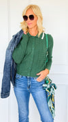 Poetry Club Knit Cardigan - Hunter-140 Sweaters-LOVE TREE-Coastal Bloom Boutique, find the trendiest versions of the popular styles and looks Located in Indialantic, FL