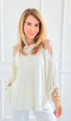 Whisper Light Embroidered Sleeve Top-130 Long Sleeve Tops-Rousseau-Coastal Bloom Boutique, find the trendiest versions of the popular styles and looks Located in Indialantic, FL