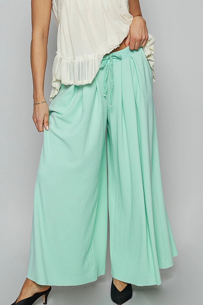 Relaxed Flowy High-Rise Pants - Mint-170 Bottoms/Shorts-POL-Coastal Bloom Boutique, find the trendiest versions of the popular styles and looks Located in Indialantic, FL