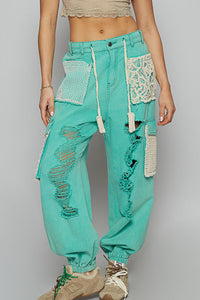 Jungle Crochet Jogger - Green-170 Bottoms-pol-Coastal Bloom Boutique, find the trendiest versions of the popular styles and looks Located in Indialantic, FL