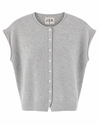 Daydreaming Knit Button Top - Heather Grey