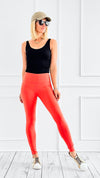 Essential Solid Leggings -Coral-170 Bottoms-Mono B-Coastal Bloom Boutique, find the trendiest versions of the popular styles and looks Located in Indialantic, FL