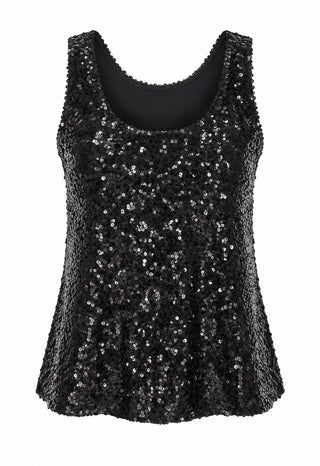 Sequin Tank Top - Black