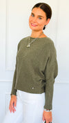 Ribbed Italian Pullover- Olive-140 Sweaters-Italianissimo-Coastal Bloom Boutique, find the trendiest versions of the popular styles and looks Located in Indialantic, FL