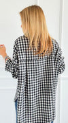 Checked-In Italian Woven Top-110 Long Sleeve Tops-TATTOO Z-Coastal Bloom Boutique, find the trendiest versions of the popular styles and looks Located in Indialantic, FL