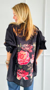 Roses Are Red Italian Blouse-110 Long Sleeve Tops-Italianissimo-Coastal Bloom Boutique, find the trendiest versions of the popular styles and looks Located in Indialantic, FL