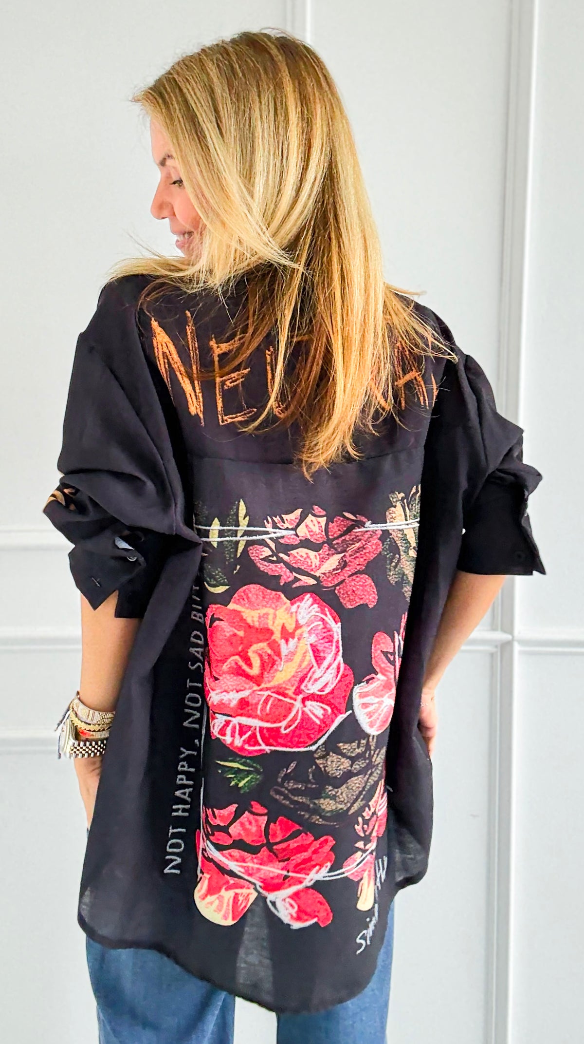 Roses Are Red Italian Blouse-110 Long Sleeve Tops-Italianissimo-Coastal Bloom Boutique, find the trendiest versions of the popular styles and looks Located in Indialantic, FL