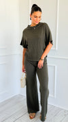The Art of Staying In Set - Dark Olive-210 Loungewear/Sets-Zenana-Coastal Bloom Boutique, find the trendiest versions of the popular styles and looks Located in Indialantic, FL