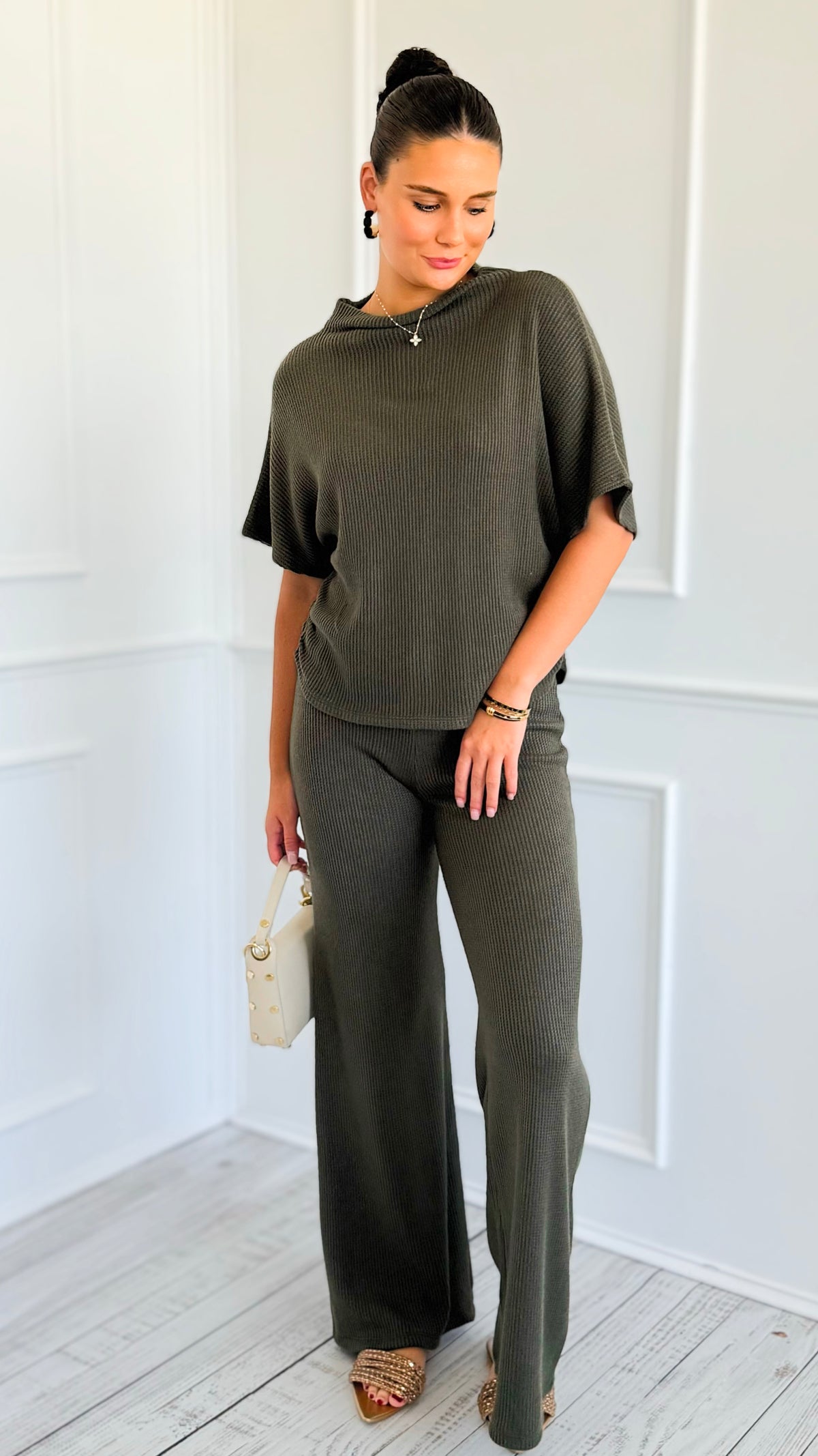The Art of Staying In Set - Dark Olive-210 Loungewear/Sets-Zenana-Coastal Bloom Boutique, find the trendiest versions of the popular styles and looks Located in Indialantic, FL