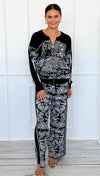 Elegant Jungle Italian Zip- Up Set- Black-210 Loungewear/Sets-K2-Coastal Bloom Boutique, find the trendiest versions of the popular styles and looks Located in Indialantic, FL